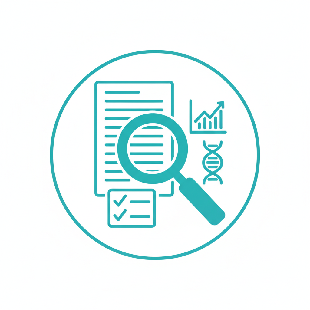 icono en azul turquesa para la palabra evidencia